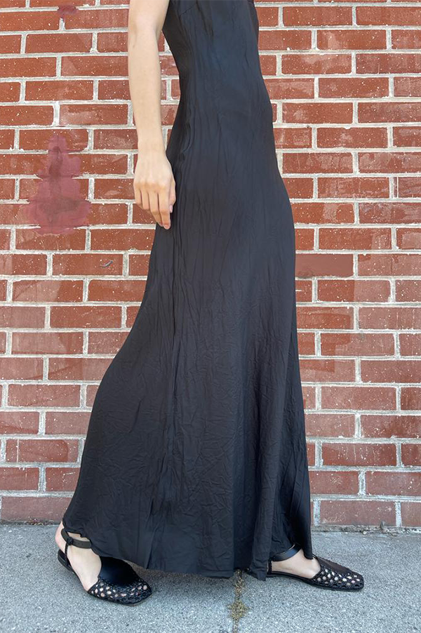 Floor-Length Bias Ankle Slip in Black Des Kohan Floor-Length Bias Ankle Slip in Black Des Kohan