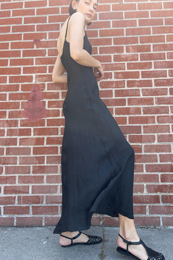 Floor-Length Bias Ankle Slip in Black – Des Kohan