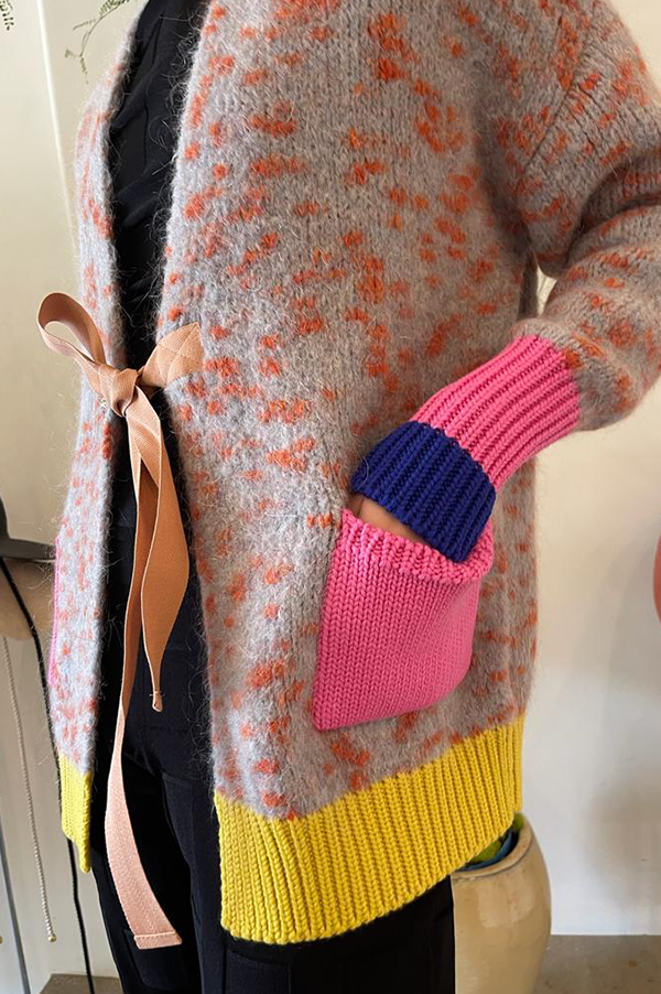 Chelsea Orange Color Block Knit Scarf