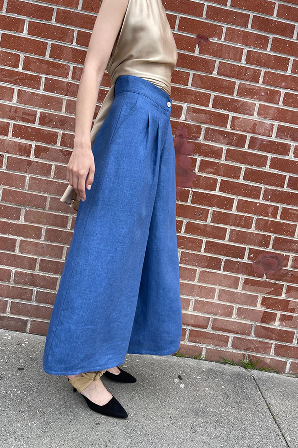 High Waist Denim Pants in Wave Blue Des Kohan High Waist Denim Pants in Wave Blue Des Kohan