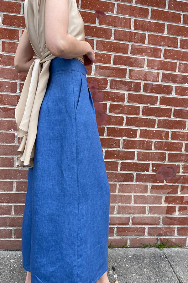 High Waist Denim Pants in Wave Blue Des Kohan High Waist Denim Pants in Wave Blue Des Kohan