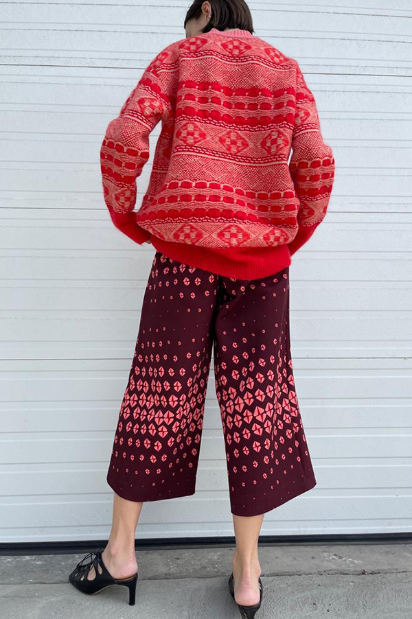 Odeeh Graphic Knit Sweater in Geranium