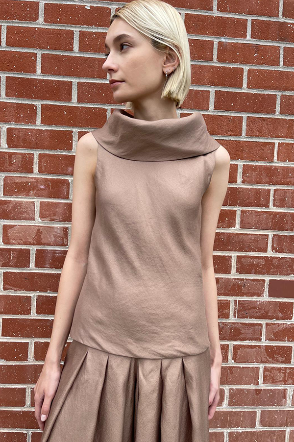 Cowl Neck Sleeveless Top in Nomad