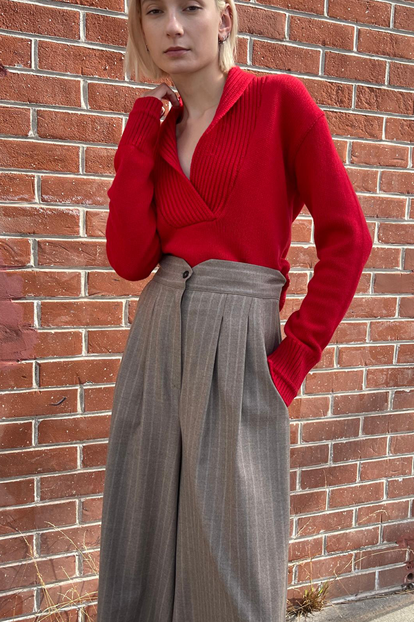 ShawlCollarSweaterinRedLacquer ShawlCollarSweaterinRedLacquer