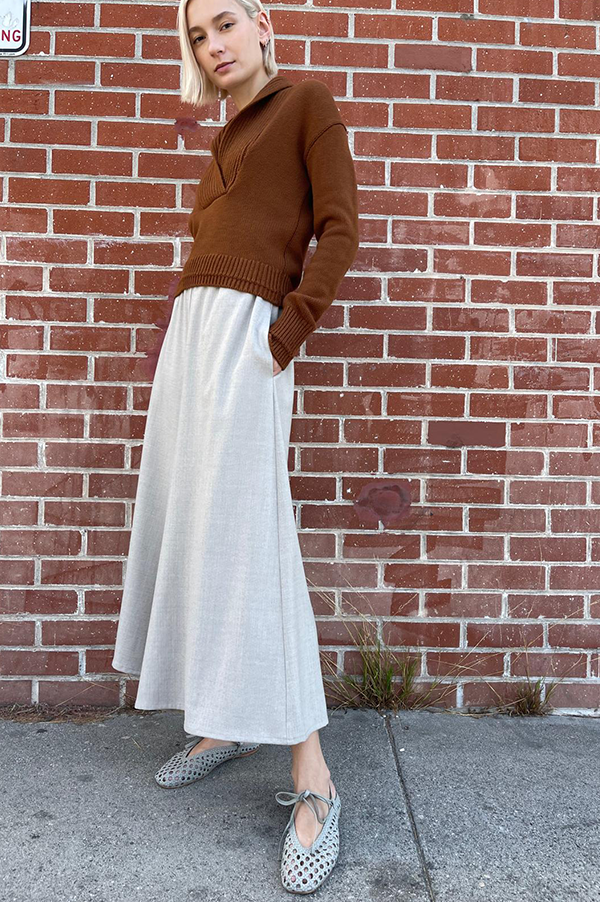 Shawl Collar Sweater in Vicuna – Des Kohan