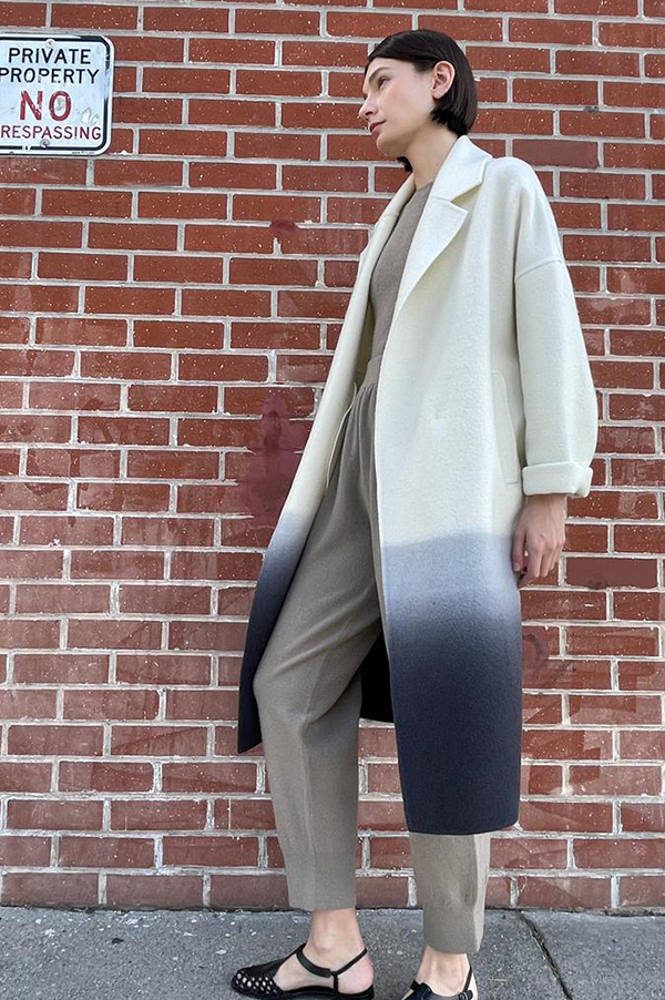 Tie Des Kohan Coat Cream/Gray Dye – Oversized in