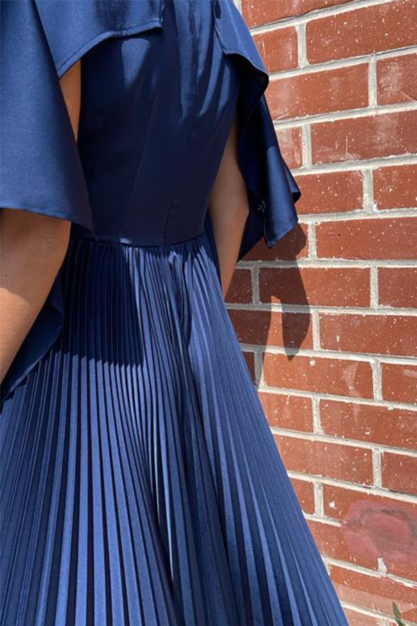 navy blue pleated dress Adrianna Papell Crepe Tie Waist Sheath Dress