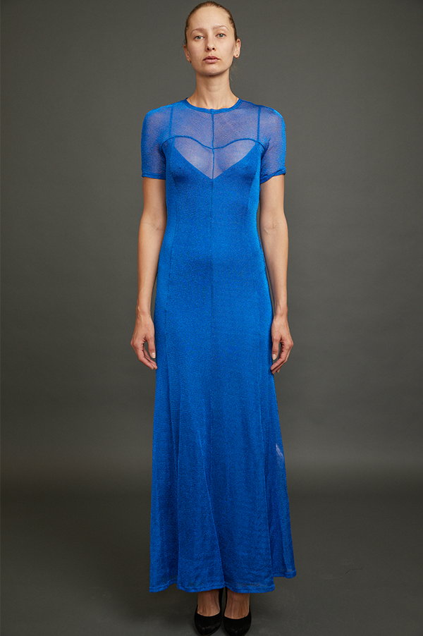 Metallic Royal Blue Sunrise Sparkle Knit Dress Metallic Royal Blue Sunrise Sparkle Knit Dress