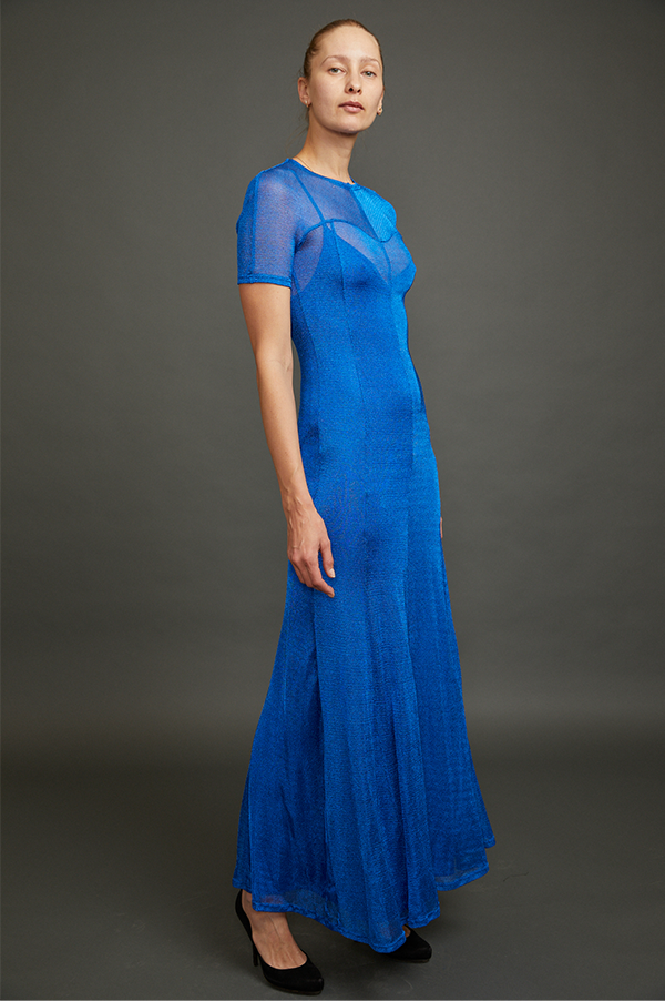 Metallic Royal Blue Sunrise Sparkle Knit Dress Metallic Royal Blue Sunrise Sparkle Knit Dress
