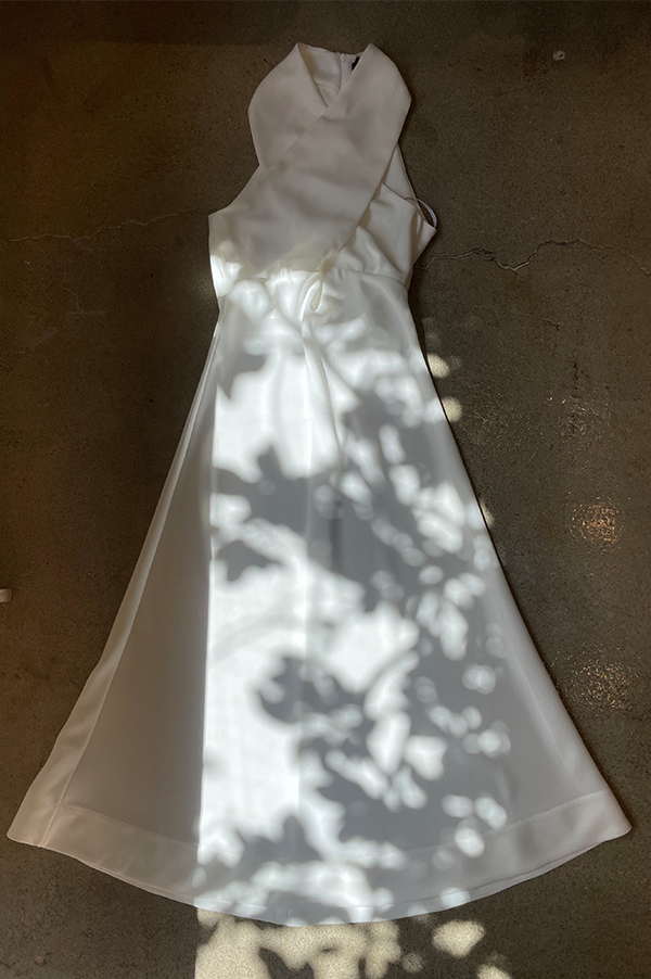 Cross Front Bodice Dress in White Des Kohan Cross Front Bodice Dress in White Des Kohan