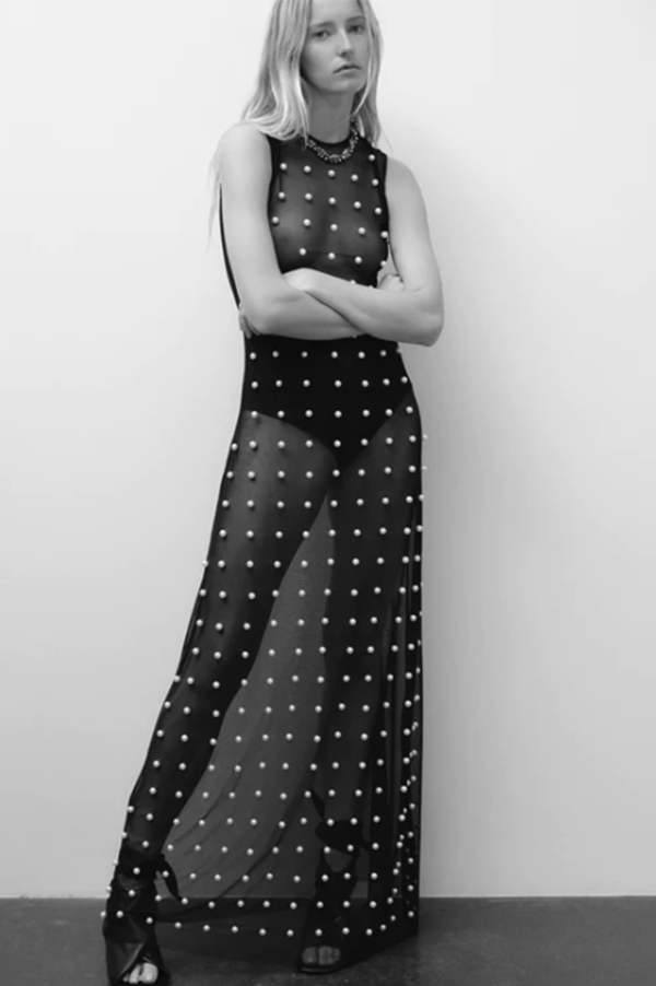Pearl Embellished Dress in Black – Des Kohan