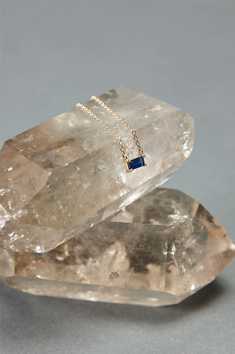 Solitaire Blue Sapphire Necklace