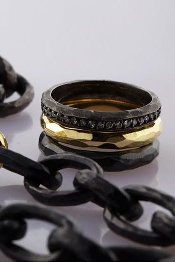 18K Gold Hand-Hammered Rings