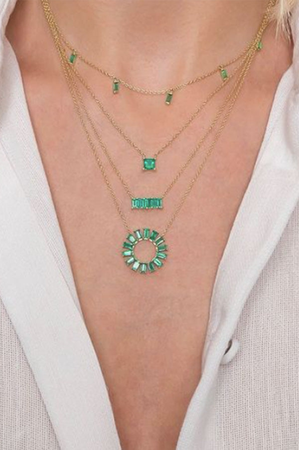 Emerald baguette necklace online