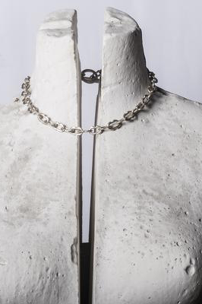 Tiny Deco Link Choker Chain in Sterling Silver