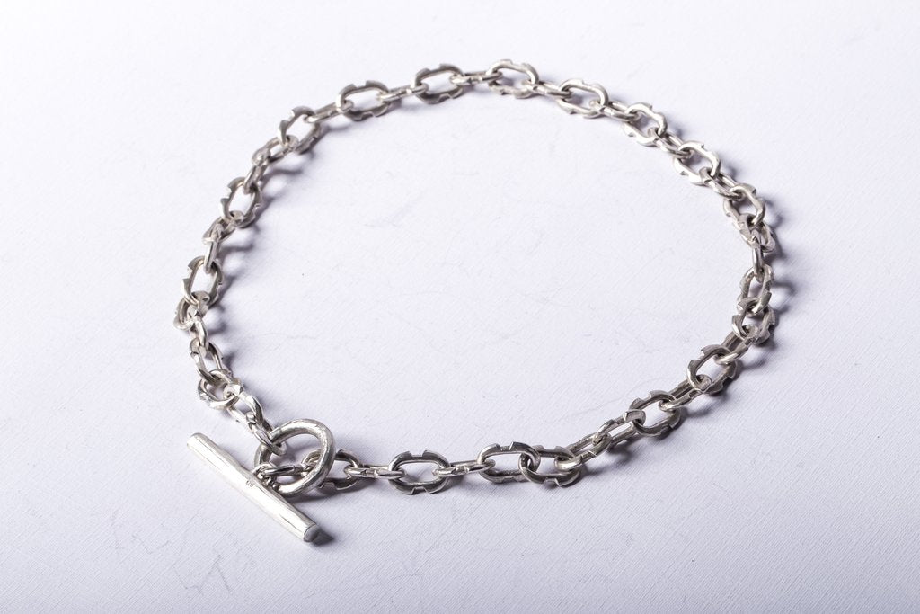 Tiny Deco Link Choker Chain in Sterling Silver