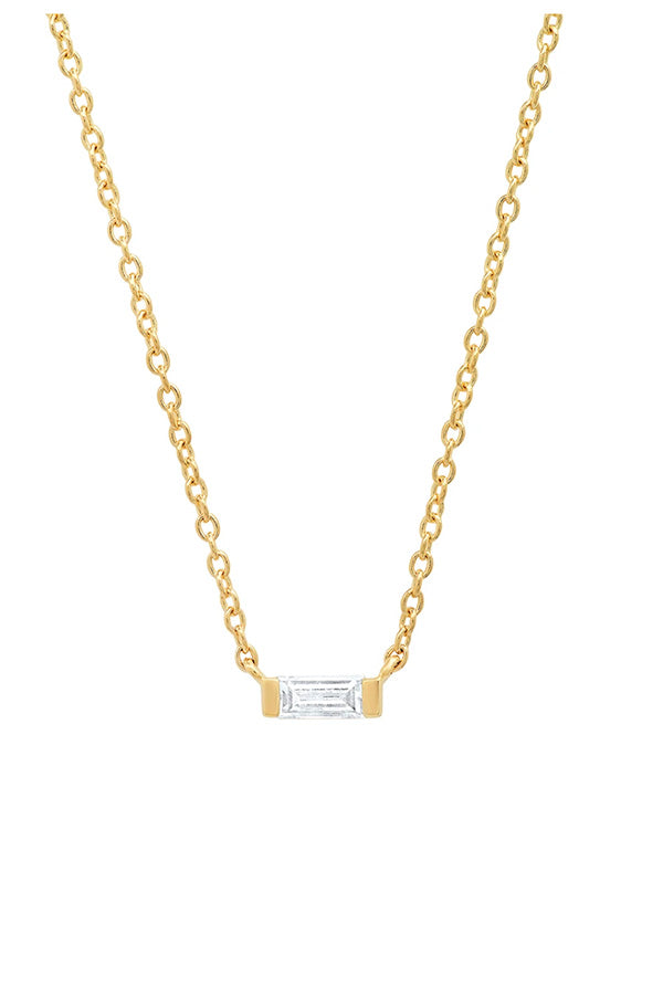 Solitaire Diamond Baguette Necklace