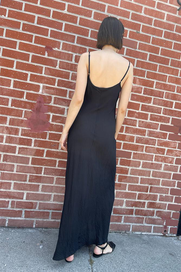 Floor-Length Bias Ankle Slip in Black Des Kohan Floor-Length Bias Ankle Slip in Black Des Kohan