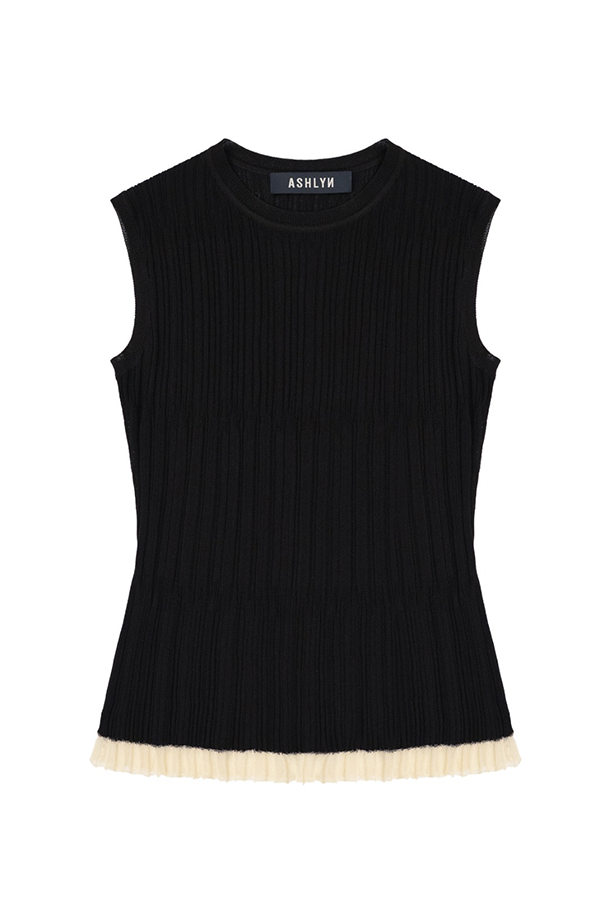 Fiora Sleeveless Knit Pullover with Contrast Hem