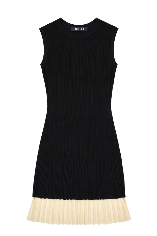 Fiora Sleeveless Knit Dress with Contrast Hem