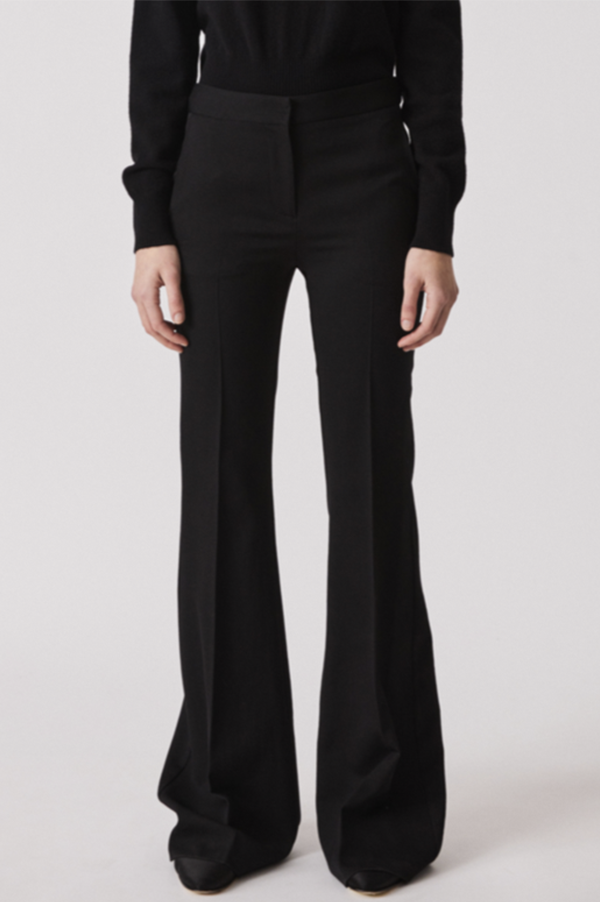Wool Twill Boot Cut Pants in Black