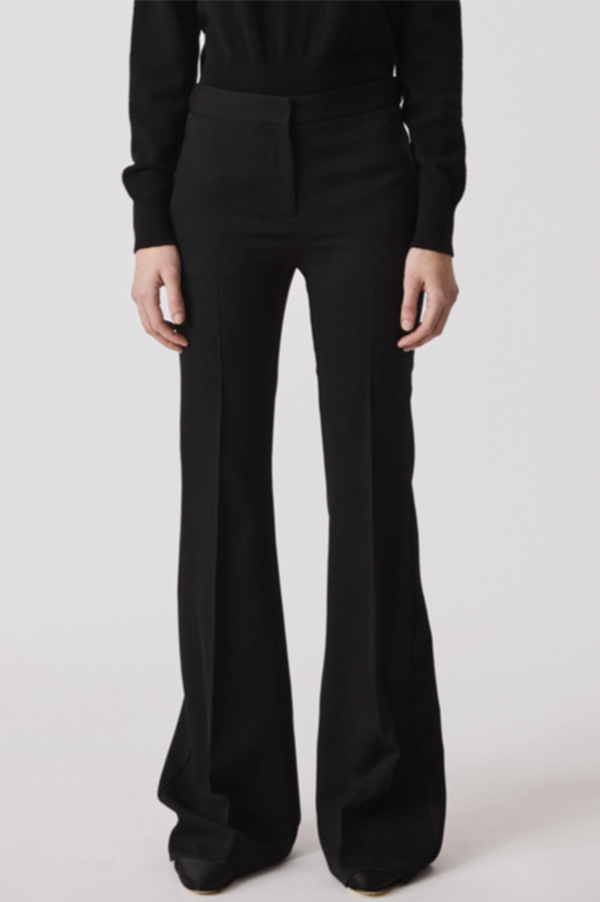 Wool Twill Boot Cut Pants in Black (Sold Out)