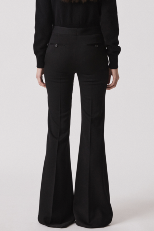 Wool Twill Boot Cut Pants in Black (Sold Out)