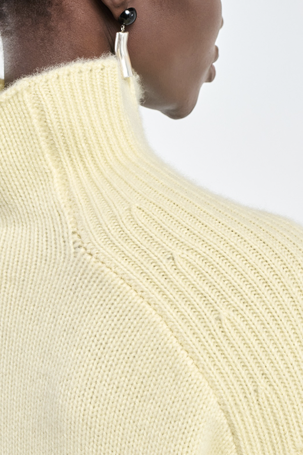 Button Mock Neck Sweater in Primrose