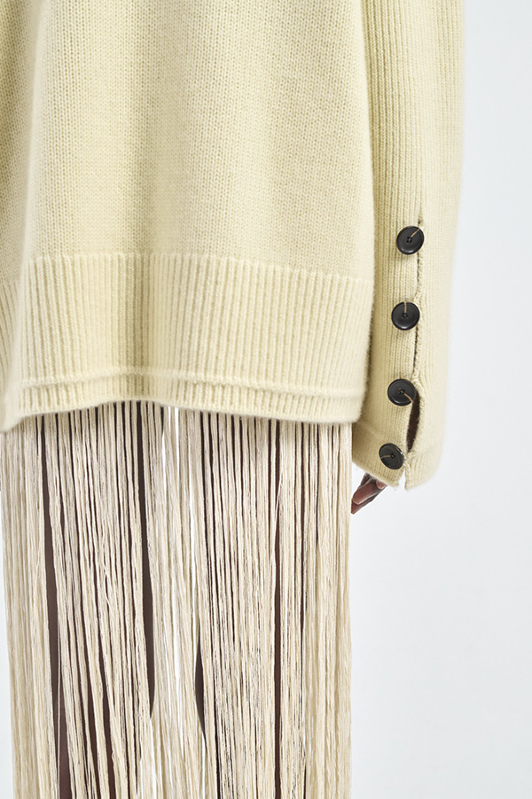 Button Mock Neck Sweater in Primrose
