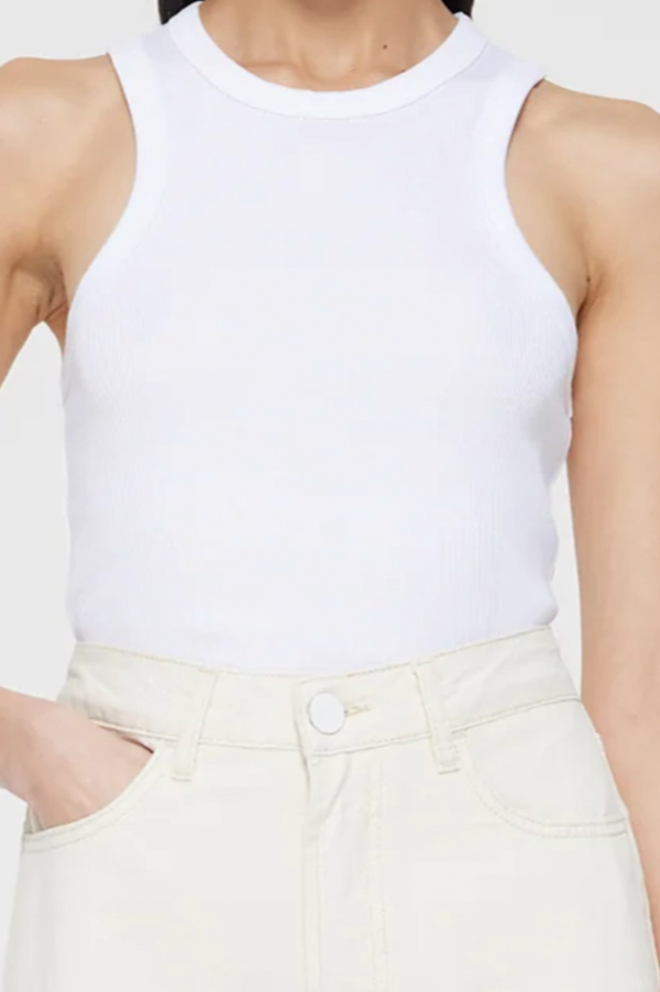 White Rocker Tank Racer Tank in White – Des Kohan