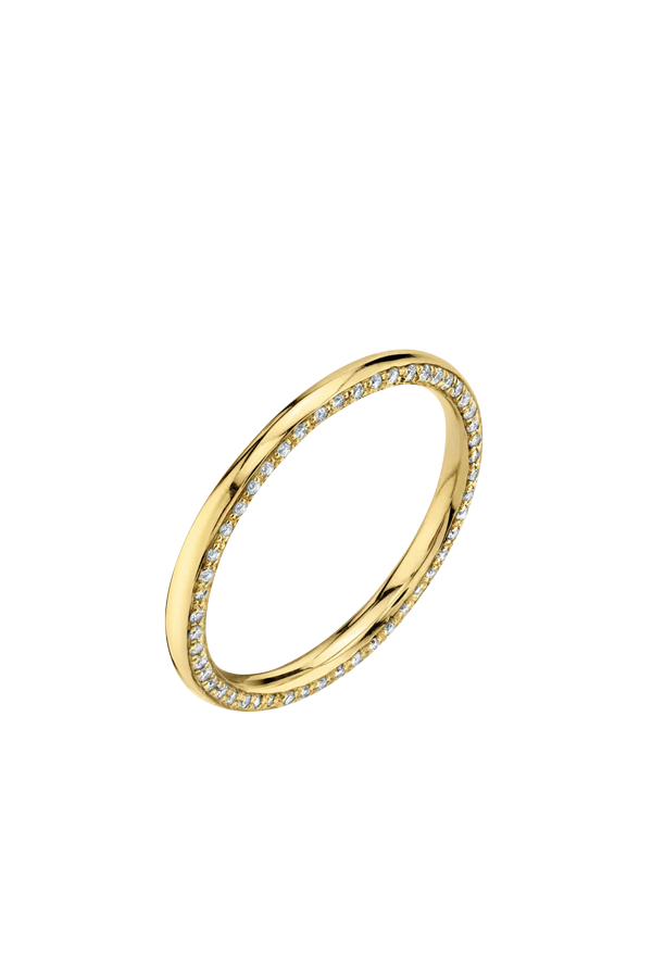 Gold Circle Ring with White Pavé Diamonds
