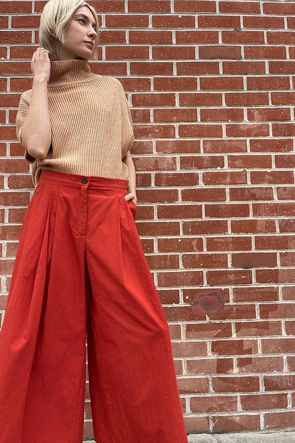 Cotton Samurai Pants in Terracota