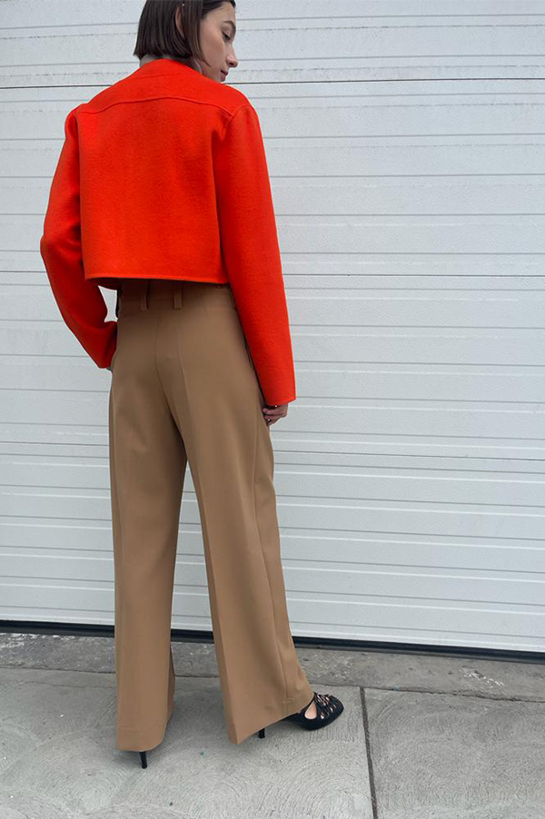 Odeeh Cropped Open Front Jacket in Mandarin