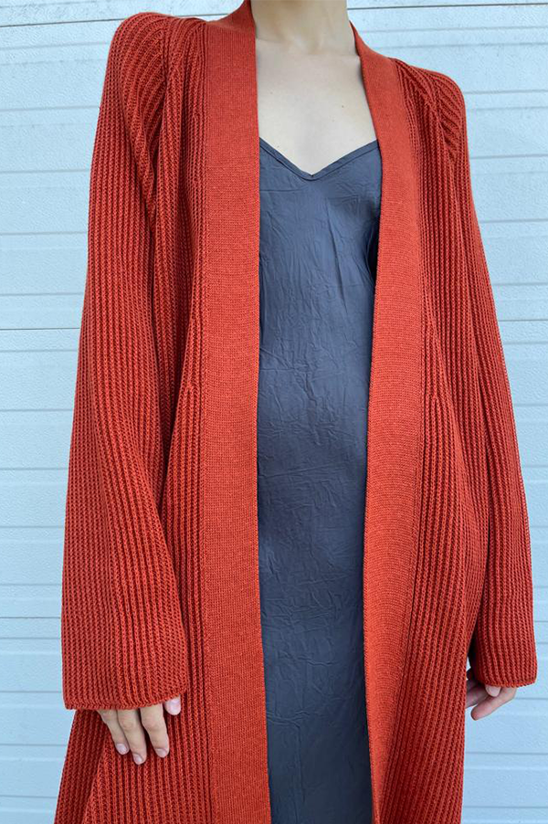 Dusan Long Linen Cardigan In Rust