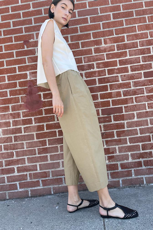 Thai silk D’orsay blue vest top in cream