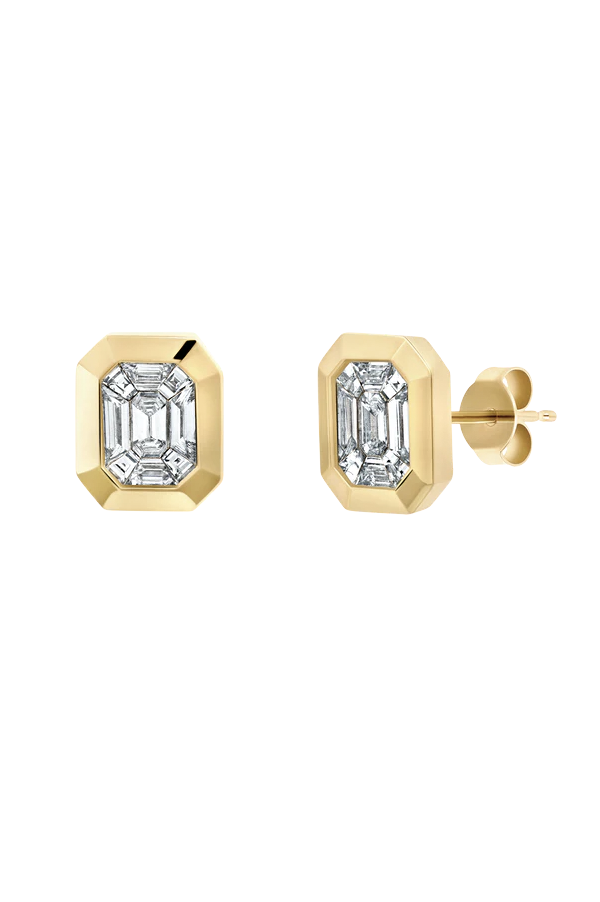 Eriness Deco Baguette Diamond Studs