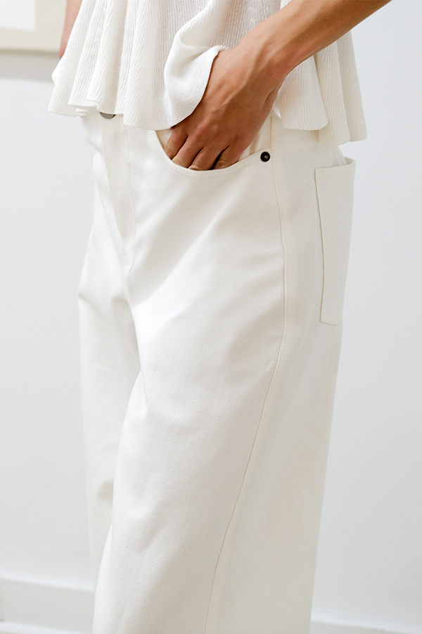 Denim Riley Pants in Off White