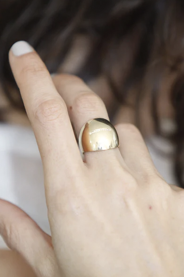 Dome Ring with White Pavé Diamonds