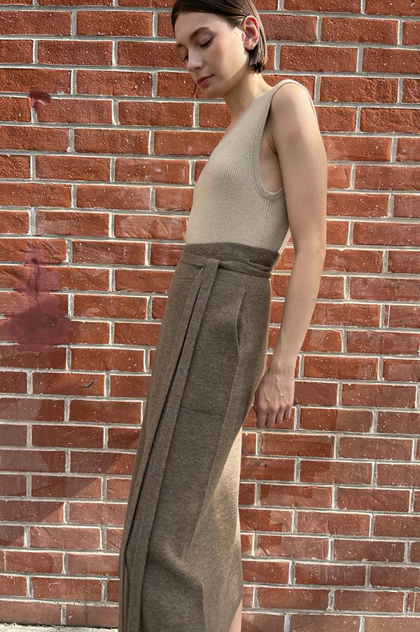 Lauren Manoogian Double Knit Apron Skirt in Mushroom