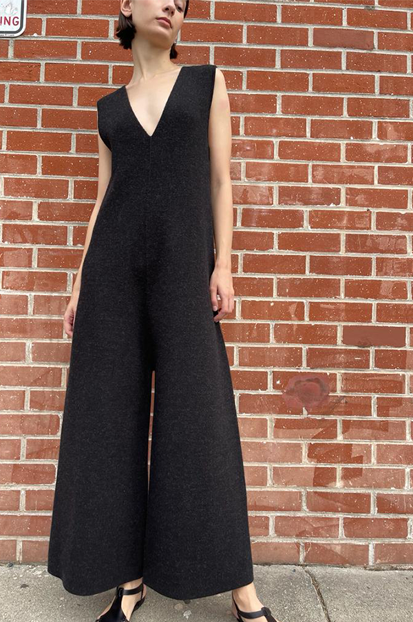 Double Knit Miter Jumpsuit in Black (Sold Out)
