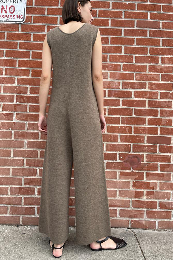 Double Knit Miter Jumpsuit in Mushroom (Sold Out)