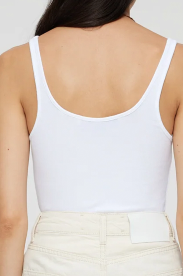 Fine Ribbed Tank in White