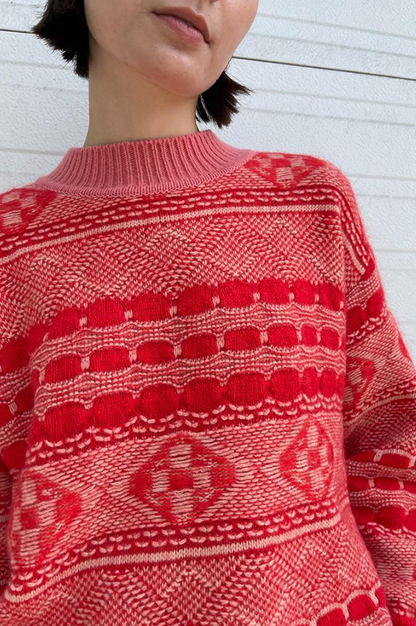 Odeeh Graphic Knit Sweater in Geranium