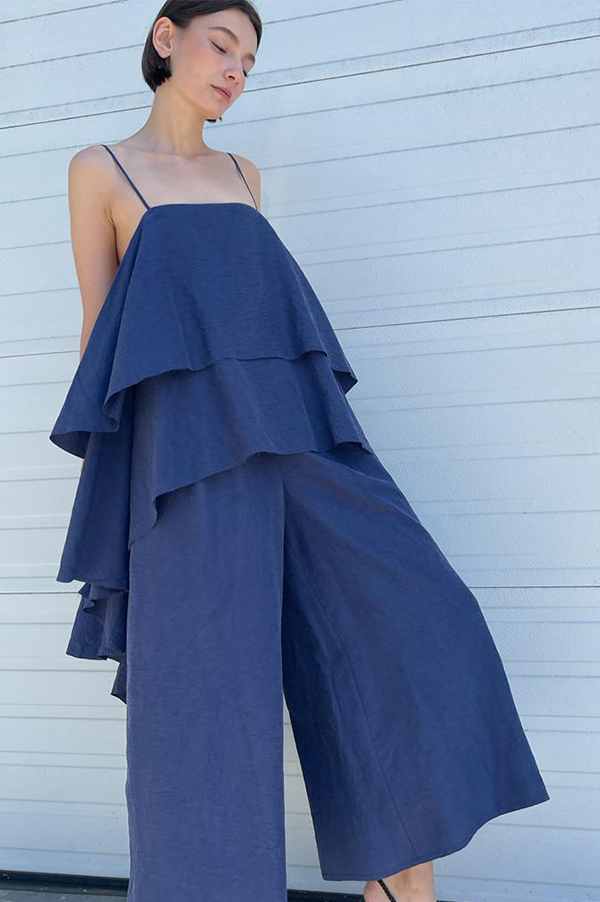 High Waist Silk Pants in Wave