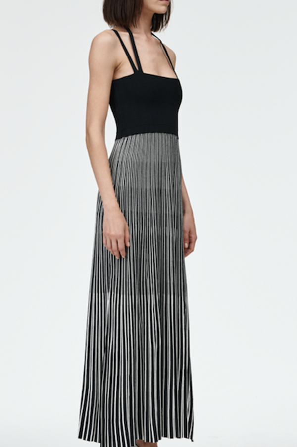 Halter Neck Dress in Black Stripe (Sold Out)