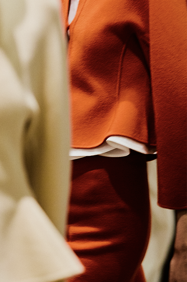 Ashlyn Henry Cardigan. Ashlyn cardigan with peplum. Ashlyn soft merino wool. Ashlyn knit. Ashlyn Fall 2025, Ashlyn sweater. orange hued. Luxurious knit. Persimmon cardogam. Tangerine cardigan. Des Kohan Ashlyn. Des Kohan Fairfax Ashlyn. Ashlyn West Hollwood. Ashlyn exclusives. 