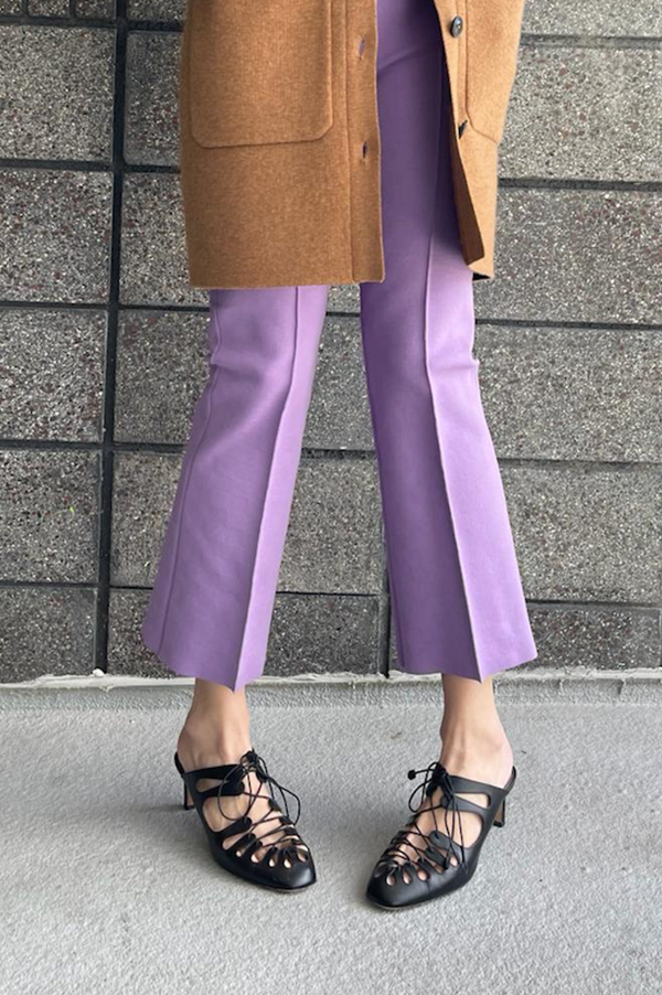 High Sport Kick Stretch-Cotton Pants In Purple