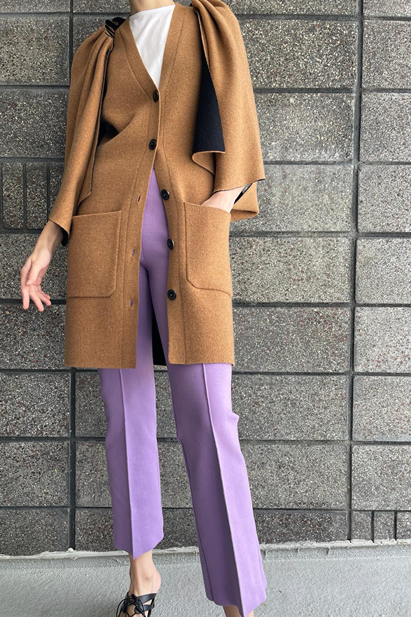 High Sport Kick Stretch-Cotton Pants In Purple