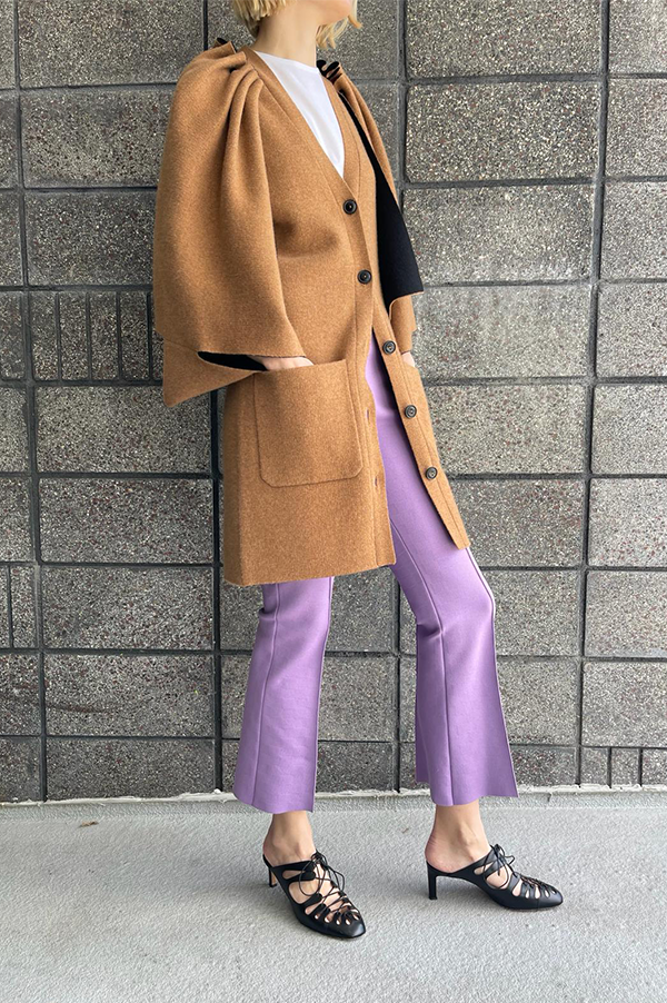 High Sport Kick Stretch-Cotton Pants In Purple