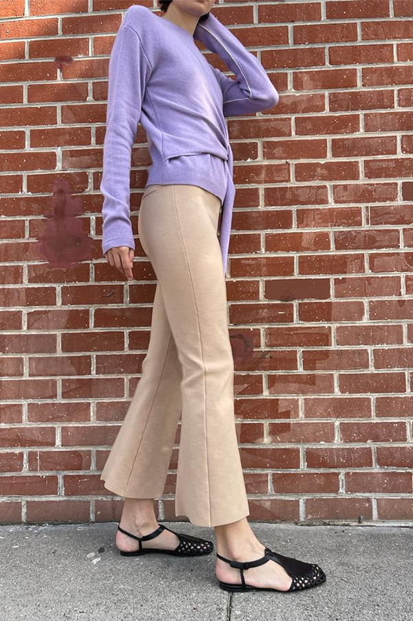 High Sport Kick Stretch-Cotton Pants in Natural